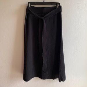 Loft Black Midi Sweater Skirt With Tie